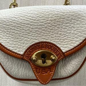 Vintage Dooney & Bourke White and Brown Crossbody Bag